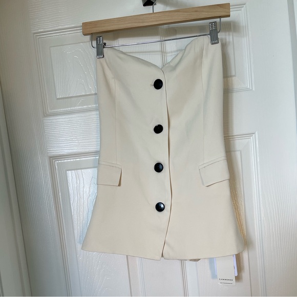 NWT Commense Solid Tube Top With Wide Leg Pants Set Cream Ivory Large - Picture 2 of 14